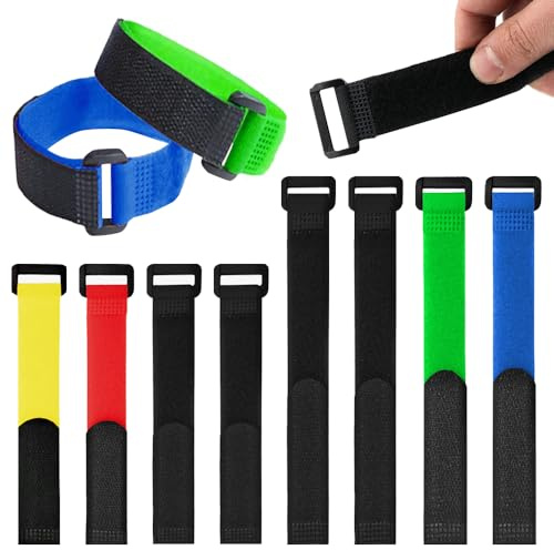 TRKETK 8 correas de cable de gancho y bucle, organizadores reutilizables y funcionales duraderos con hebillas interconectables, correas ajustables de para bicicleta estacionaria, neumáticos, casco