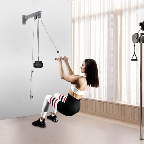 TouTToNG Kabelzug Fitness Trizeps Trainingsgerät, Arm Brust Kabelzug Latzug Fitness Geräte Zuhause, Bizeps Kabelzug Latzug Geräte mit Griff Gerader Stange Latzugturm
