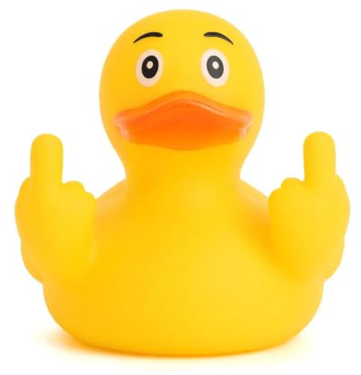 JYYWTSI Lustige Badeente mit Mittelfinger, Freche Gummiente 6 cm, Gelbe Quietscheente für Bad Deko, Auto Deko und Spaß Geschenk für Erwachsene