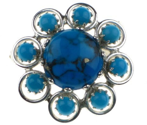 c-c Damen Brosche Edelstein Türkis mit Matrix Sterling Silber
