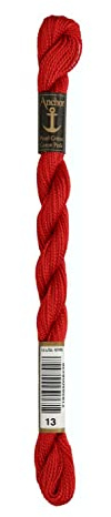 Anchor Perlgarn Stärke 5 4585000-00013 lachsrot Stickgarn, 100 % Baumwolle, 5g Strängchen