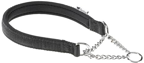 Ferplast Collare Cane Semistrozzo, in Nylon, Imbottito, Anti-trazione, per Addestramento Cani, Taglia ML (Circonferenza Collo 40-50 cm), Nero.