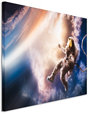 Paul Sinus Art XXL Fotoleinwand 120x80cm fliegen flugzeug technik reisen verreisen reiseder Astronaut auf Leinwand exklusives Wandbild moderne Fotografie für ihre Wand in vielen Größen