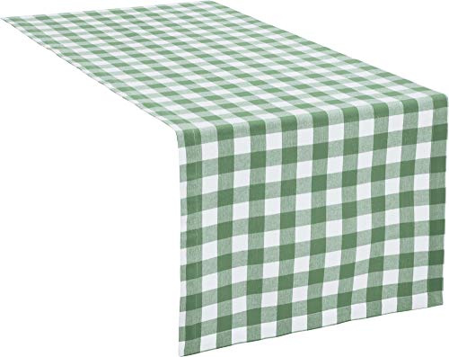 REDBEST Tischläufer, Tischdecke Landhaus karo Nashville grün Größe 50x150 cm - strapazierstark, langlebig, glattes Gewebe, mit Kuvertsaum (weitere Farben, Größen)
