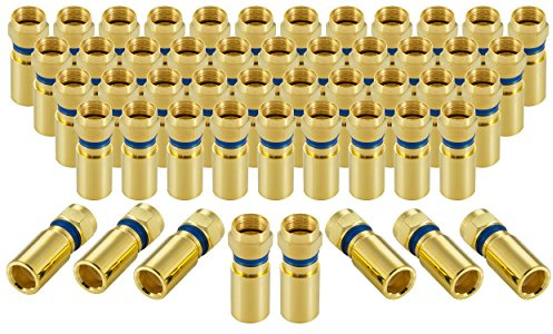 POPPSTAR 50x SAT F-Quick Mount Stecker, F-Kompressionsstecker für Koaxial-Kabel, Antennenkabel, Satellitenkabel bis 7,5mm,Witterungsbeständig, vergoldet