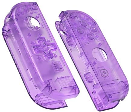 eXtremeRate Clear Atomic Purple Joy con Handheld Controller Housing (D-Pad Version) with Full Set Buttons, DIY Replacement Shell Case for Nintendo Switch Joycon & Switch OLED Joy con