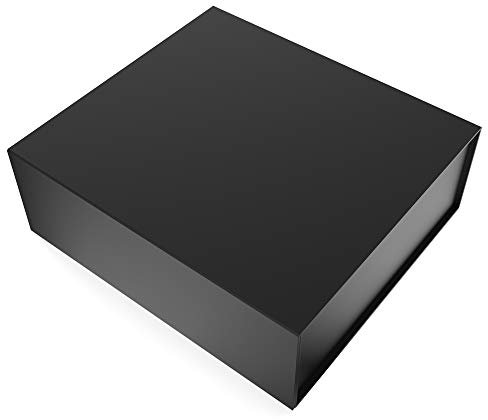 JiaWei Geschenkbox 1 Stück, 24x24x9.5 cm Geschenkkarton mit Magnetisch Deckel, Grußkarten & Geschenkverpackung Seidenpapier - Schwarz