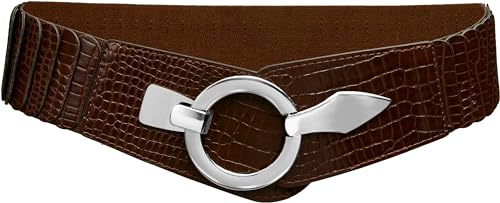 Caspar GU300-C elastischer breiter Damen Stretch Taillengürtel mit Croco Muster