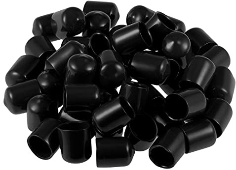 sourcing map 50 Stück Gummi Endkappen 16mm Innendurchm. Gummikappen Runde Schutzkappen Gummi Abdeckung Stopfen Möbelgleiter Bolzen Gewindeschutz für Schrauben Rohr Stuhlbeine, Schwarz