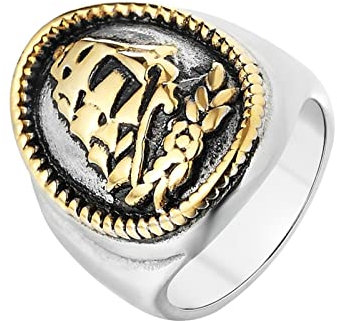 Stfery Siegelring Personalisieren, Herren Ring Breit Seamark-Schiff Ringe Personalisiert zum Valentinstag Silber, 60 (19.1)
