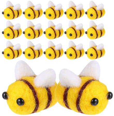 Kisangel Filzbienen für Handwerk Wolle Filz Plüschbällchen Biene DIY Craft Schmuck Accessoire 25 Pcs