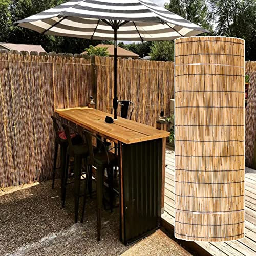 KDDFN Natürliche Schilfzäune,Dekorative Garten-Zaunwand,Terrassen-Sichtschutz,Terrassen-Schattenzaun,UV-Schutz Geländerzaun,Retro-Rollos,für Hinterhof-Patio-Garten (160x600cm/5.2x20ft)