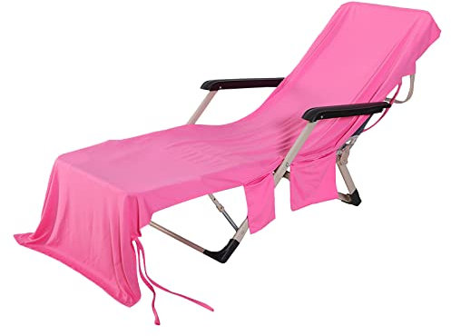 Quick Cool Sun Lounger Towels Summer Sunbath Microfiber Ice Beach Towel Pool Sunlounger Chair Cover Quick Dry Sunbed Chaise Lounge Towels with Side Pockets