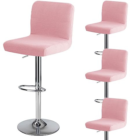 Levoberg Barhockerbezug mit Rückenlehne, wasserdicht, Bezug für Hochstuhl, dehnbar, für Esszimmerstühle, drehbar, waschbar, 4-teilig, Rosa