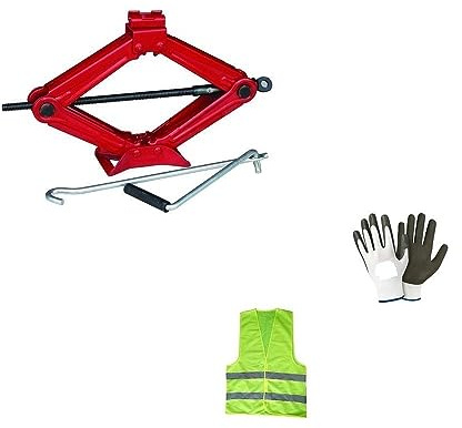 COMPATIBILE CON FIAT 500 CABRIO CRIC A PANTOGRAFO PER AUTO CON ASTA GIREVOLE CRICK PER SOLLEVAMENTO GOMME PNEUMATICI CON MANIGLIA E BASE IN ACCIAIO FINO A 2 TONNELLATE