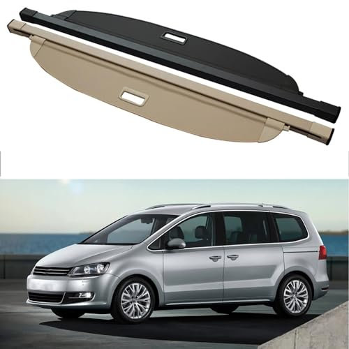 BAGLEV Ausziehbar Kofferraumabdeckung Auto Laderaumabdeckung,für VW Sharan 2012-2021 Rollo Schutz Abdeckung Cargo Cover Ablagen ZubehöR,A
