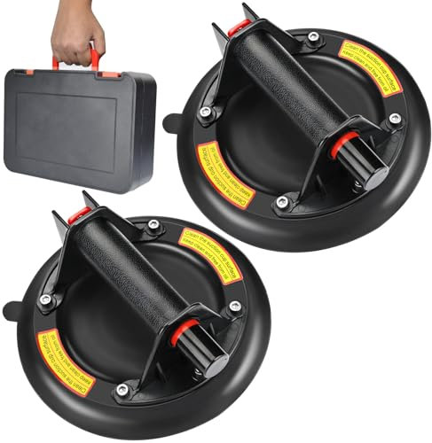 Comfylichi Ventosa per Piastrelle 2 pezzi Ventosa Vetro Vuoto Ventose Potenti con Valigia capacità di carico 150 kg per Piastrelle, Marmo, Vetro, Laminato, Porte e Finestre, Vetro del Bagno