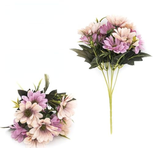 LVTFCO Fiore di simulazione fatto a mano in stile europeo dipinto ad olio margherita bouquet azalea bianco viola decorazione per ufficio matrimonio,2