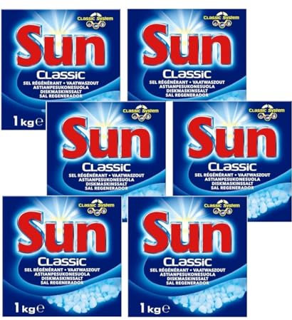 SUN CLASSIC - Sale rigenerante, 1 kg, detergente per lavastoviglie, confezione da 6
