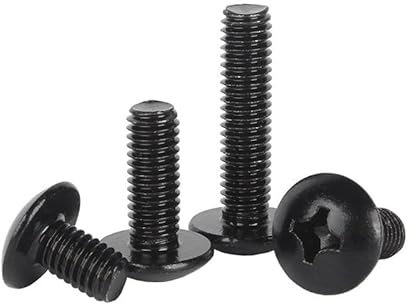 ORANXIN M3 x 5mm 50 Pcs Cruciforme Tête de Champignon Boulons à tête ronde Acier inoxydable 304 Placage Noir Zinc Vis de machine Fixations