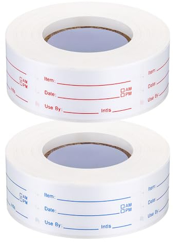 Invalidism 2 Rolls 1000 Pieces Removable Food Stickers | 1 x 2 Inch Food Freezer Lables Reminder Food Storage Labels Prep Canning Labels for Jars,Pantry and Meal Containers