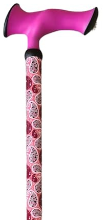 Stock-Fachmann® Höhenverstellbarer Gehstock Ergonomischer Super Soft Escort Paisley Design Pink 10-fach Höhenverstellbar Von 76-98cm Eigengewicht 400g Belastbar Bis 100kg Mehr Gangsicherheit Und Halt