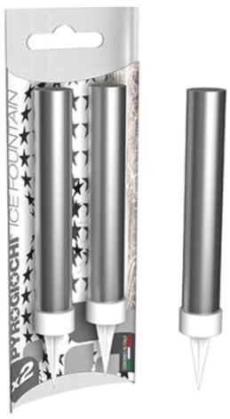 Zeus Party Magic Flambe Candeline Fontane Luminose con Fiamma Bianca/Argento Candele Confezioni da 2 pz