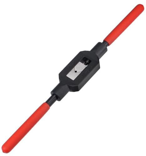 HUPYOMLER 1 PCS Adjustable Tap Wrench Handle Thread Tap Holder Reamer Hand Tapping Tool Black & Red Steel for 1/4-3/4Inch (UNC/UNF) / Metric M5-M20 Taps