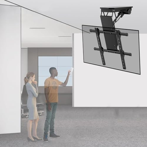 Support TV Électrique Au Plafond - Support Mural TV, Ascenseur TV électrique télescopique avec télécommande et commande par interrupteur, pour téléviseur LCD LED plasma 50-70/50-90 pouces(50-90inch TV