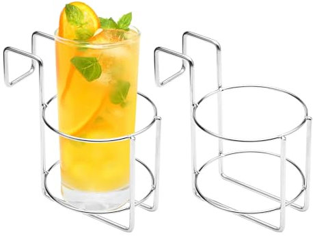 WOKICOR 2 Stück Becherhalter Strandkorb Getränkehalter Edelstahl Flaschenhalter Strandkorb Zubehör für Gläser Becher - für Champagner, Sekt, Wein & Bier - Premium Bierhalter Weinflaschenhalter