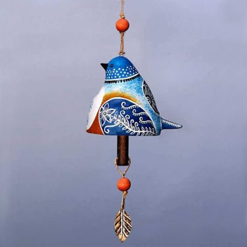 D,BURLOE Carillon Éolien Mélodie Apaisante, Chant D'Oiseau De Longue Durée Cloche Suspendue Décoration Printemps Résine Jardin Extérieur Patio Pendentif Ornement Coloré