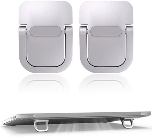QEDBOJE 2 Pezzi Mini Supporto per Laptop, Portatile Alzacustro per Tastiera per Scrivania, Flessibile Supporto Laptop Invisibile, Alzata Laptop Adesivo Supporto per Computer (Argento)