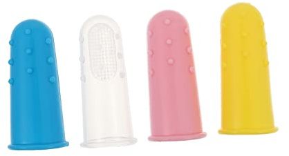 Fingerzahnbürste Silikon 4 Stück-pack aus Babys und Kinder | Wiederverwendbar, Leicht zu Reinigen, Passt Erwachsenfinger, für Zuhause und Wickeltasche Zufällige Farbe