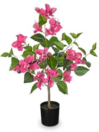 Arborus Kunstblumen Rosa 67 cm Künstlicher Drillingsblume Bougainvillea | Künstliche Frühlingblumen im Topf Dekoblumen für Frühling Deko Tisch Wohnzimmer Schlafzimmer Küche Deko
