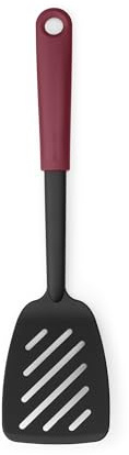 Spatule Brabantia TASTY+ | Spatule fendue en nylon résistant à la chaleur pour poêles antiadhésives | Compatible lave-vaisselle | Anneau de suspension | Aubergine Red