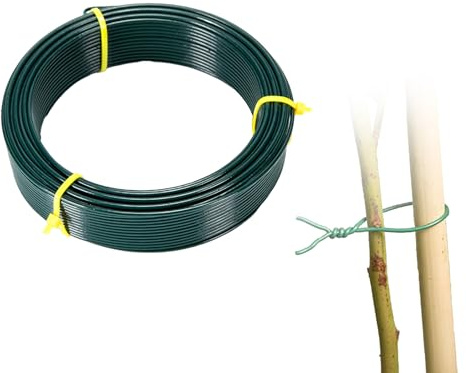 Vxcbad 2 mm 30,5 m Bindedraht, Draht für Gartenbinder und Pflanzenbefestigung, Pflanzendraht, Basteldraht, Blumendraht, Grüner Draht für Bonsai, TPR Weicher Verzinkter Draht
