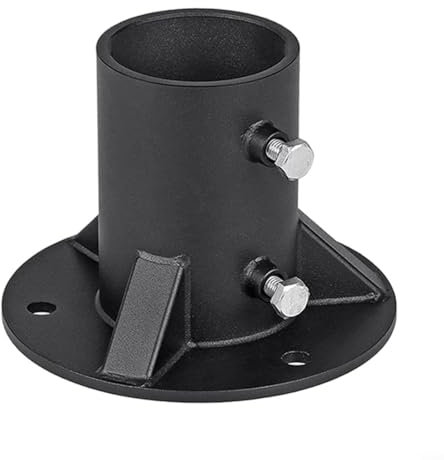 Puupaa Supports de poteau de clôture ronds, base de bride de sol, base de poteau de clôture rond réglable et robuste pour clôtures, lampadaires, poteaux de boîte aux lettres (65 mm)