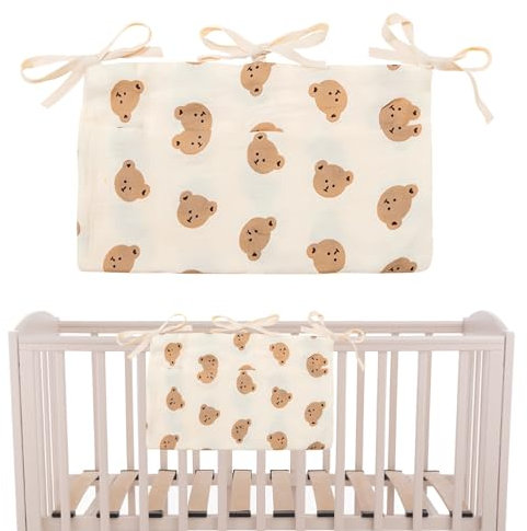ZWWOGE Babybett Organizer Hängend,Babybett Aufbewahrungstasche,Verstellbarer Organizer,Kinderzimmer Bett Organizer Zum Aufhängen (kleines Bärchenmuster)