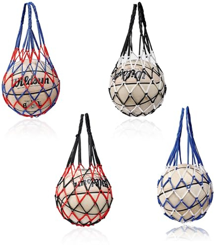 Ayicheyl Ballnetz 1 Ball 4 Stück, Ballsack Netztasche Ball Aufbewahrung Tragbar, Balltasche Tornetz für Basketball Volleyball Fußball Handball,Ballnetz mit Dicker und Stabiler Griff