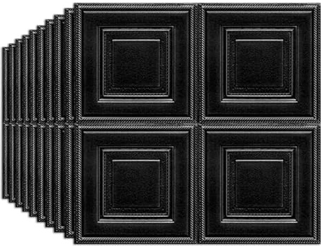 Camiraft 30 PCS 3D Wall Panels Black Peel and Stick Wood Wallpaper Removable Wallpaper 70X70cm PE Foam 3D Tile Wood Panels Wall Sticker Self-Adhesive Waterproof