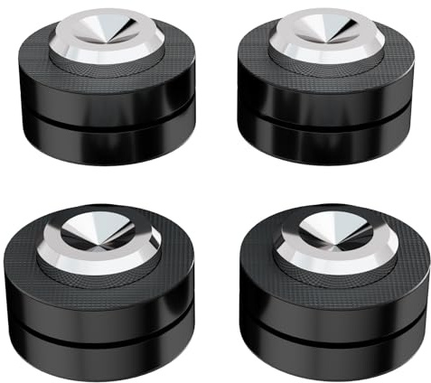 Monosaudio 4 St HiFi Lautsprecherständer Füße, Schwarz, SP2939 | Aluminium, Stoßdämpfer, Isolationsfüße Absorber, Für Verstärker Plattenspieler Subwoofer