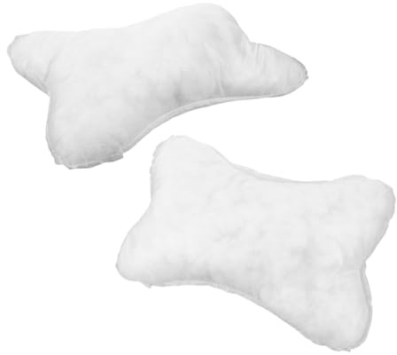 2 Stück-pack Abnehmbare Nackenkissen in Knochenform für Auto | Polyester, Weiß, Formstabil und Pflegeleicht, für Fahrten im Innenraum, Zubehör für Sitze