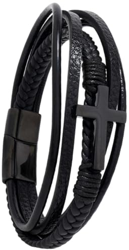 TEMPNAP Läderarmband Flerskiktat Pärlarmband Herrflätat Armband Flerskiktat Handgjort Armband Vintagearmband Herrarmband Herrmanschettarmband Herrpunkarmband