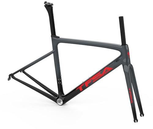 Carbon Rennrad-Rahmensatz, Rahmen Mit Steckachse, Gravel Bike Rahmen Steckachse, Steckachse Rahmen, Lenker Interne Verlegung Rahmen Leichtgewicht(Grey 1,44cm)