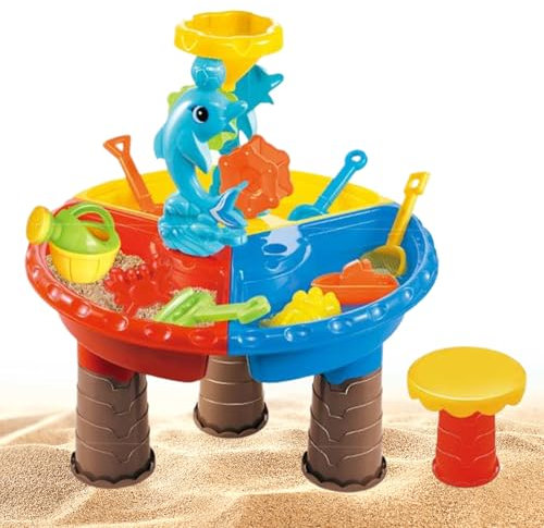 Bohany Sand Und Wassertisch Für Kinder,Wasserspieltisch,Interaktive Ktivitäten,Matschtisch Mit Sandkasten Spielzeug,Sandwasserspiegel Spielzeug,Balkon Und Garten Für Wasserspiele Draußen,46x45 cm