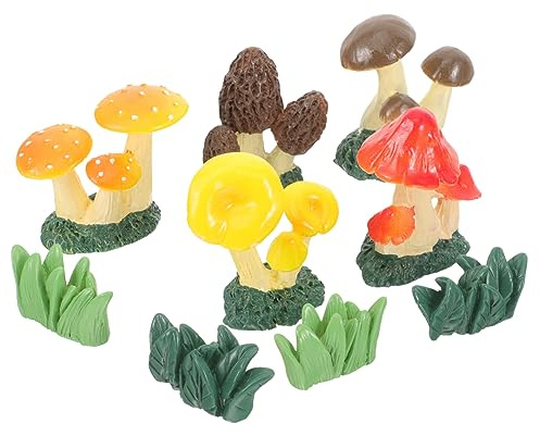 HOMSFOU 9 Pièces Décorations Champignons Résine pour Jardin Figurines Champignons Réalistes Accessoires Diy pour Jardin Décoration Intérieure