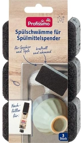 Befüllbare Spülbürste Profissimo Spülmittelspender mit Schwamm, Nachfüllbar, mit Drehverschluss, Austauschbarer Schwammkopf (Spülschwämme)