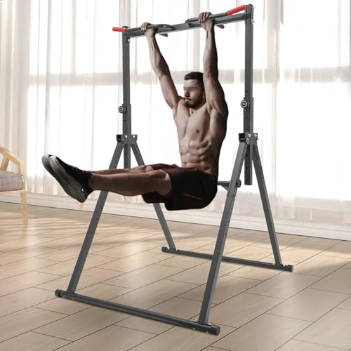 Power Tower Dip Station pieghevole, capacità di carico 200 kg, 1,75 – 2,3 m, altezza regolabile, autoportante, torre multifunzione per trazioni