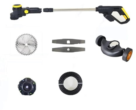 3 In 1 Akku-Rasenmäher, Bürstenloser Motor, Rasentrimmer, Einstellbarer Längenwinkel, Teleskop-Schnittwerkzeuge, Drahtrad Effizienter Baumschnitt(NO Battery Set)