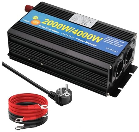 Inverter Convertitore Caricatore Inverter 4000 W Convertitore A Onda Sinusoidale Pura DC 12V 24V A AC 220V Alimentazione Ininterrotta Invertitore Ricarica Batteria(24V 2000W-4000W,EU)